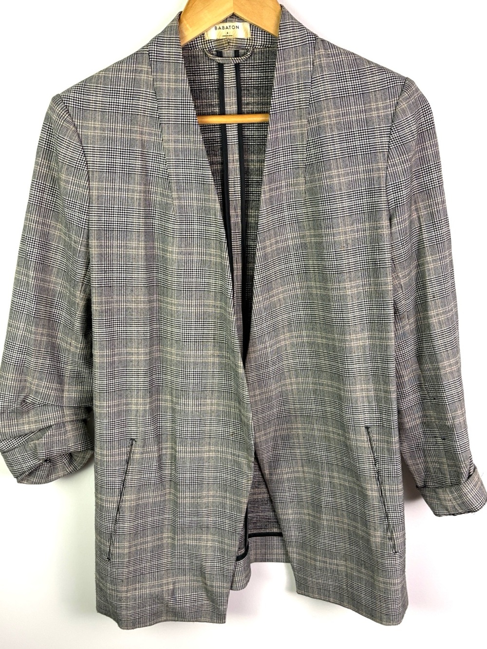 Aritzia Babaton Plaid Open-Edge Blazer Jacket size 6